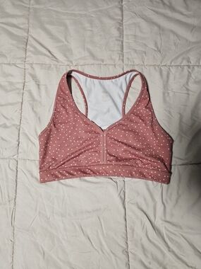 Senita Athletics Women's Dusty Rose Polka Dot Sports Bra - With Pocket